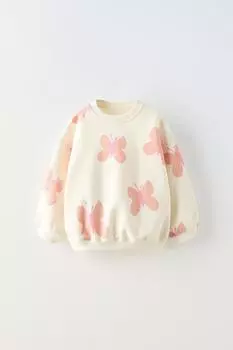 Толстовка с принтом ZARA, экрю