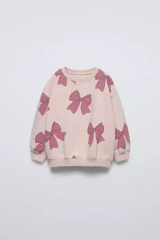 Толстовка с принтом ZARA, бежево-розовый