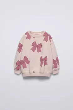 Толстовка с принтом ZARA, бежево-розовый