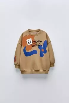 Толстовка с принтом ZARA, песочный