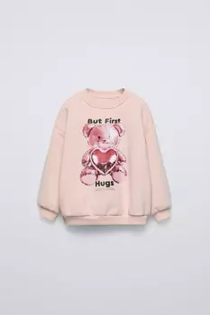 Толстовка с принтом ZARA, розовый