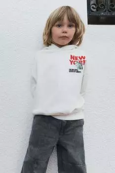 Толстовка с принтом ZARA, устрично-белый