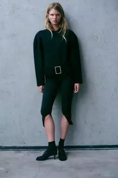 Толстовка с пряжкой ZARA, черный