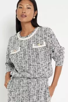 Толстовка с пуговицами из 100% хлопка в мелкую клетку River Island, черный