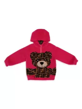 Толстовка с пушистым принтом Little Girl's & Girl's FF Bear Fendi, фуксия