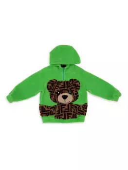 Толстовка с пушистым принтом Little Girl's & Girl's FF Bear Fendi, зеленый
