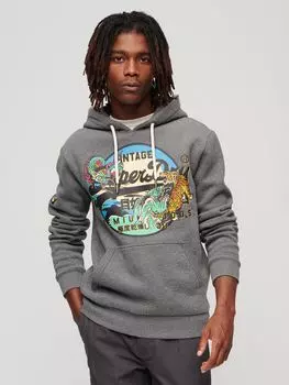 Толстовка с японским винтажным логотипом и графическим рисунком Superdry, насыщенный древесный уголь мергель