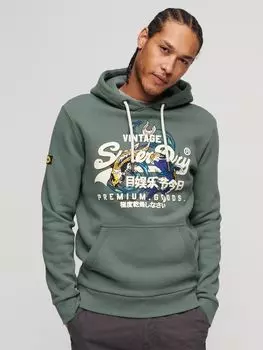 Толстовка с японским винтажным логотипом и графическим рисунком Superdry, гоблин синий