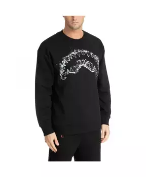 Толстовка с разбитым стеклом и пастью акулы Sprayground, черный