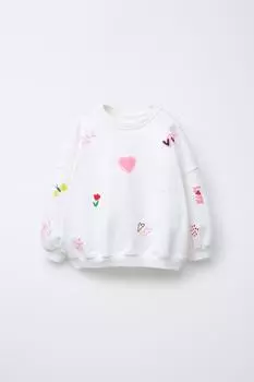Толстовка с рельефной нашивкой ZARA, белый