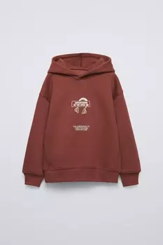 Толстовка с рельефным дизайном ZARA, темно-рыжий