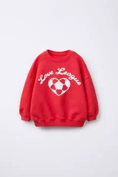 Толстовка с рельефным принтом ZARA, цвет Red/Coral