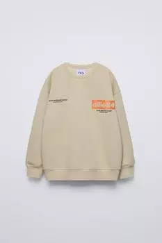 Толстовка с рельефным принтом ZARA, песочный
