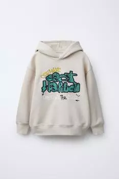 Толстовка с рельефным принтом ZARA, песочный
