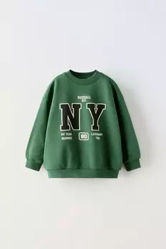 Толстовка с рельефным принтом ZARA, зеленый