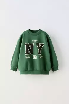 Толстовка с рельефным принтом ZARA, зеленый