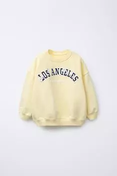 Толстовка с рельефным слоганом и маргаритками ZARA, желтый