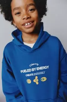 Толстовка с рельефным слоганом ZARA, цвет Bluish