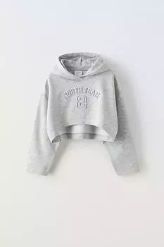 Толстовка с реснением ZARA, серый мергель