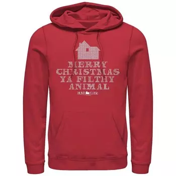 Толстовка с рисунком Big & Tall Home Alone Merry Christmas Ya Filthy Animal, вышитая крестиком Licensed Character, красный