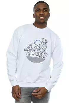 Толстовка с рисунком Buckbeak Line Art Harry Potter, белый