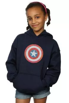 Толстовка с рисунком Капитана Америки и щитом Marvel, темно-синий