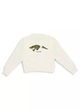 Толстовка с рисунком крокодила для маленьких мальчиков и мальчиков Palm Angels, белый