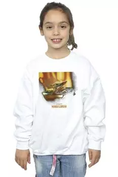 Толстовка с рисунком мандалорца Грогу Star Wars, белый