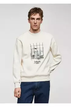 Толстовка с рисунком Mango, экрю