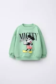 Толстовка с рисунком микки мауса disney ZARA, светло-зеленый