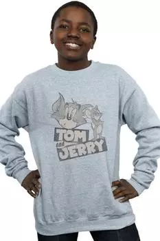 Толстовка с рисунком «Подмигивание» Tom & Jerry, серый