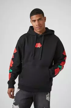 Толстовка с рисунком розы Forever 21, черный