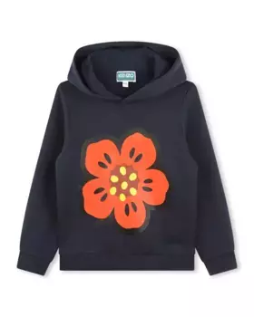 Толстовка с рисунком спереди и логотипом сзади Kenzo Kids, темно-синий