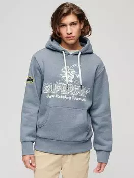 Толстовка с рисунком Travel Postcard Superdry, блюстоун синий мергель