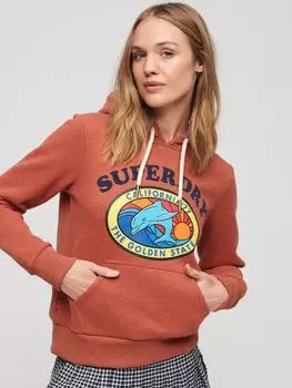 Толстовка с рисунком Travel Postcard Superdry, пряный апельсиновый марль