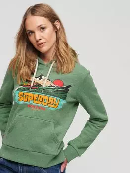 Толстовка с рисунком Travel Postcard Superdry, зимняя мята марль