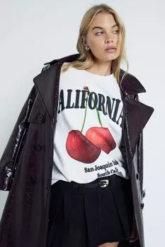 Толстовка с рисунком вишни из 100% хлопка River Island, бежевый