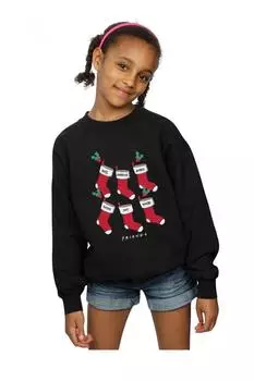 Толстовка с рождественскими чулками Friends, черный