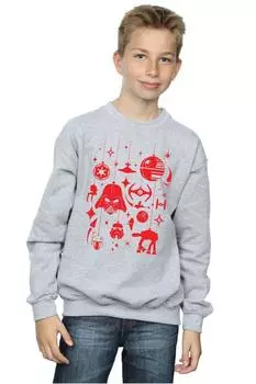 Толстовка с рождественскими украшениями Star Wars, серый
