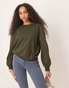 Толстовка с рукавами-фонариками ASOS DESIGN цвета хаки