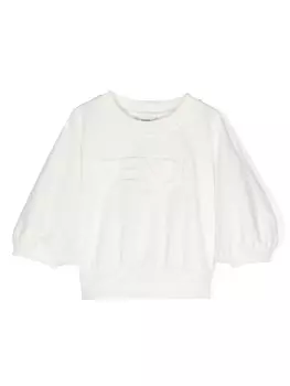 Толстовка с рукавами 'летучая мышь' и тисненым логотипом Fendi Kids, белый