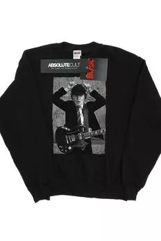 Толстовка с рваной фотографией Angus Young AC/DC, черный