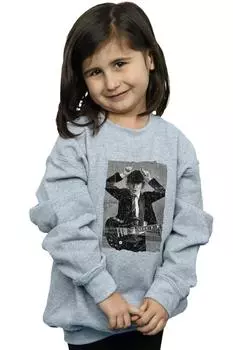 Толстовка с рваной фотографией Angus Young AC/DC, серый