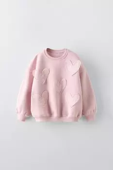 Толстовка с сердцем ZARA, розовый