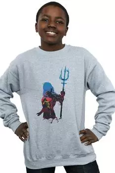 Толстовка с силуэтом «Аквамен» DC Comics, серый