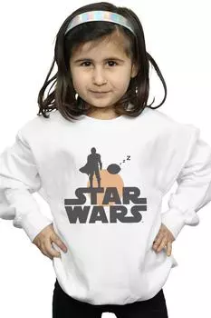 Толстовка с силуэтом Mandalorian Mando And The Child Star Wars, белый