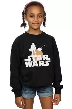 Толстовка с силуэтом Mandalorian Mando And The Child Star Wars, черный