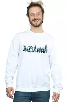 Толстовка с текстовым логотипом Aquaman DC Comics, белый