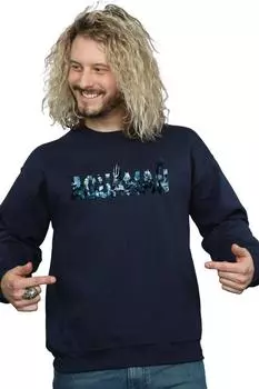 Толстовка с текстовым логотипом Aquaman DC Comics, темно-синий