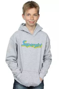 Толстовка с текстовым логотипом Supergirl DC Comics, серый